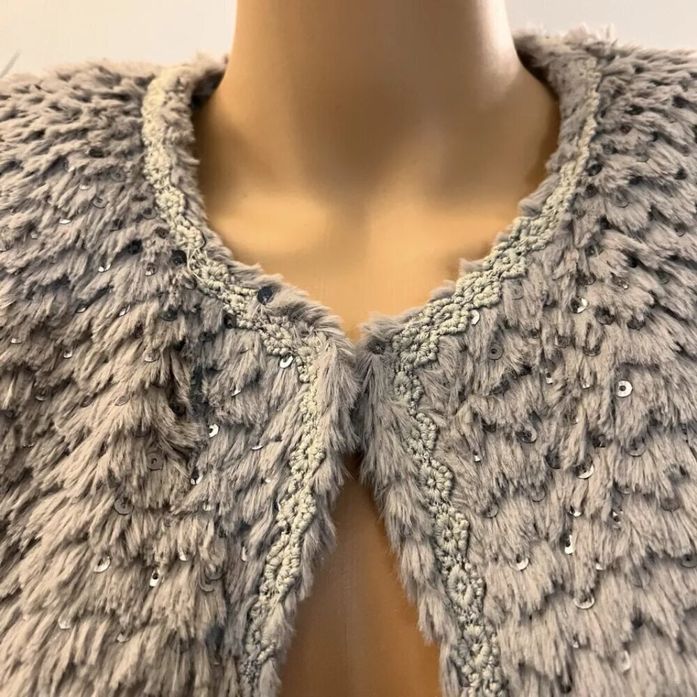 Charlotte Russe. Sz Small. Faux Fur. Beaded Sequin Embellished Jacket. B88. - Picture 6 of 7